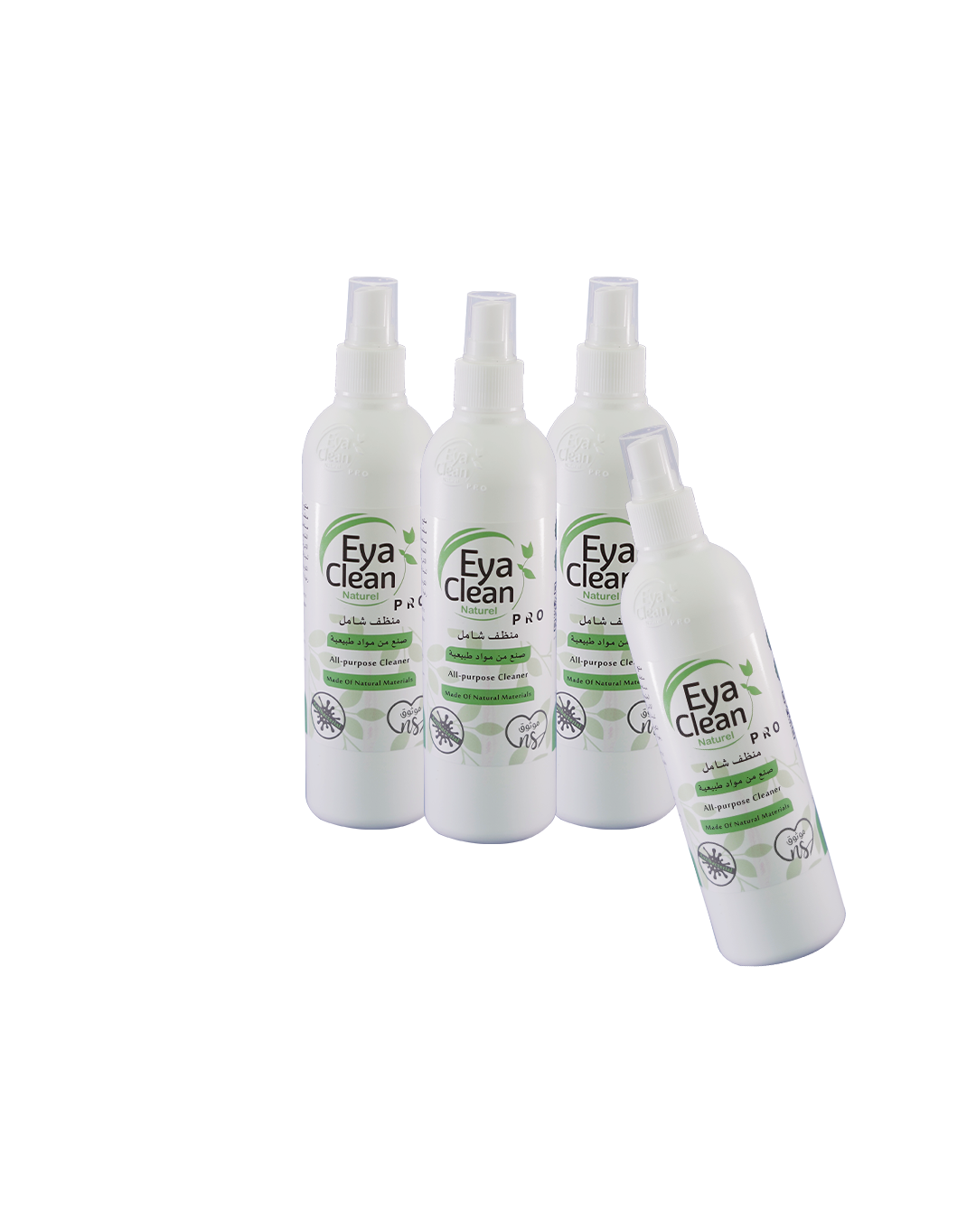 Four Eya Clean bottles on a white background